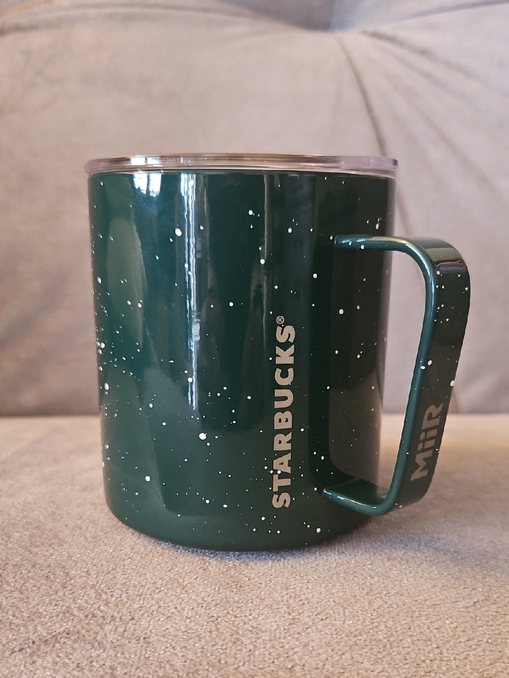 NWT ☕️ MiiR Starbucks Green And White Speckled Steel Travel Mug with Lid - 12 oz